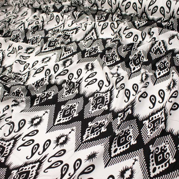 Rayon Poplin Prints Design 22 Black & White Paisley