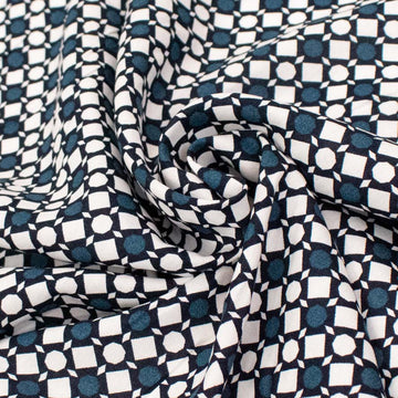 Rayon Poplin Prints Design 23 Teal Dots and White Squares