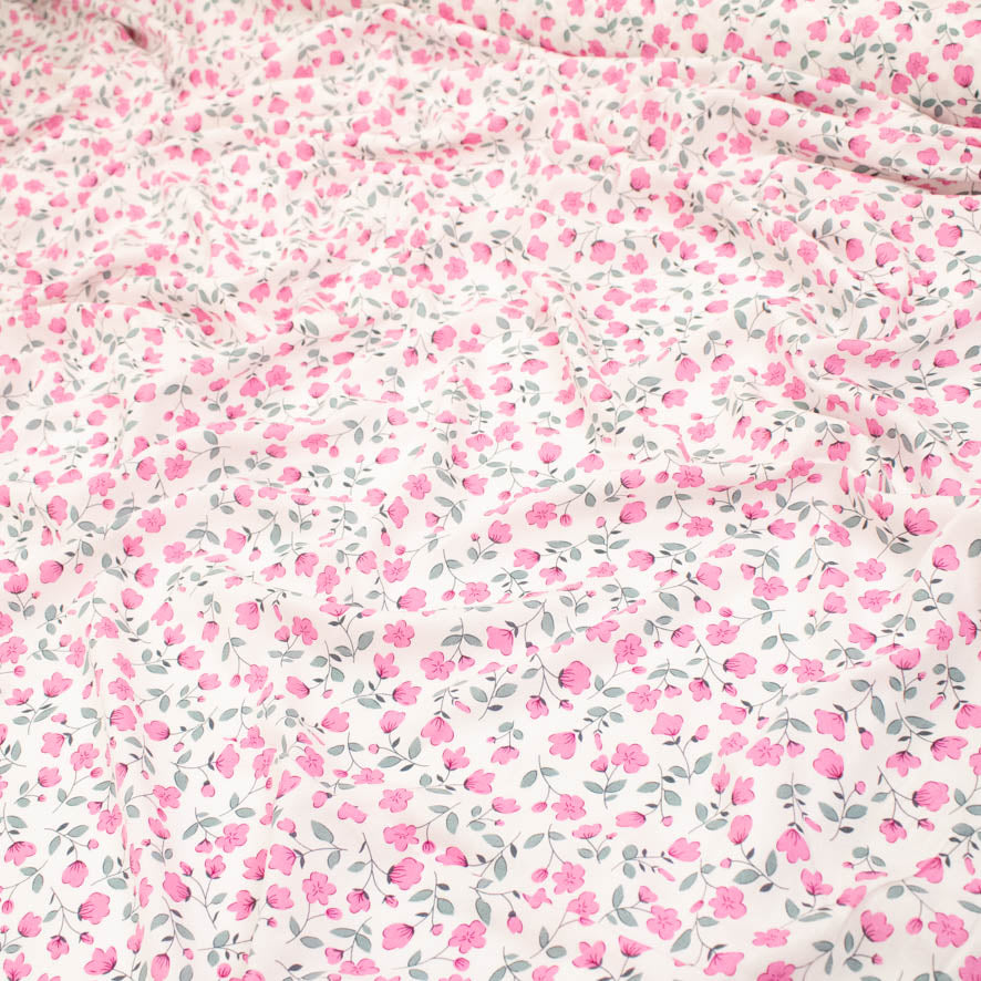 Rayon Poplin Prints Design 31 Pink Mini Flowers