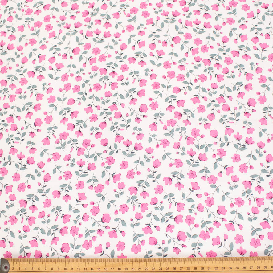 Rayon Poplin Prints Design 31 Pink Mini Flowers