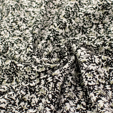 Rayon Poplin Prints Design 33 Black & Grey Florals