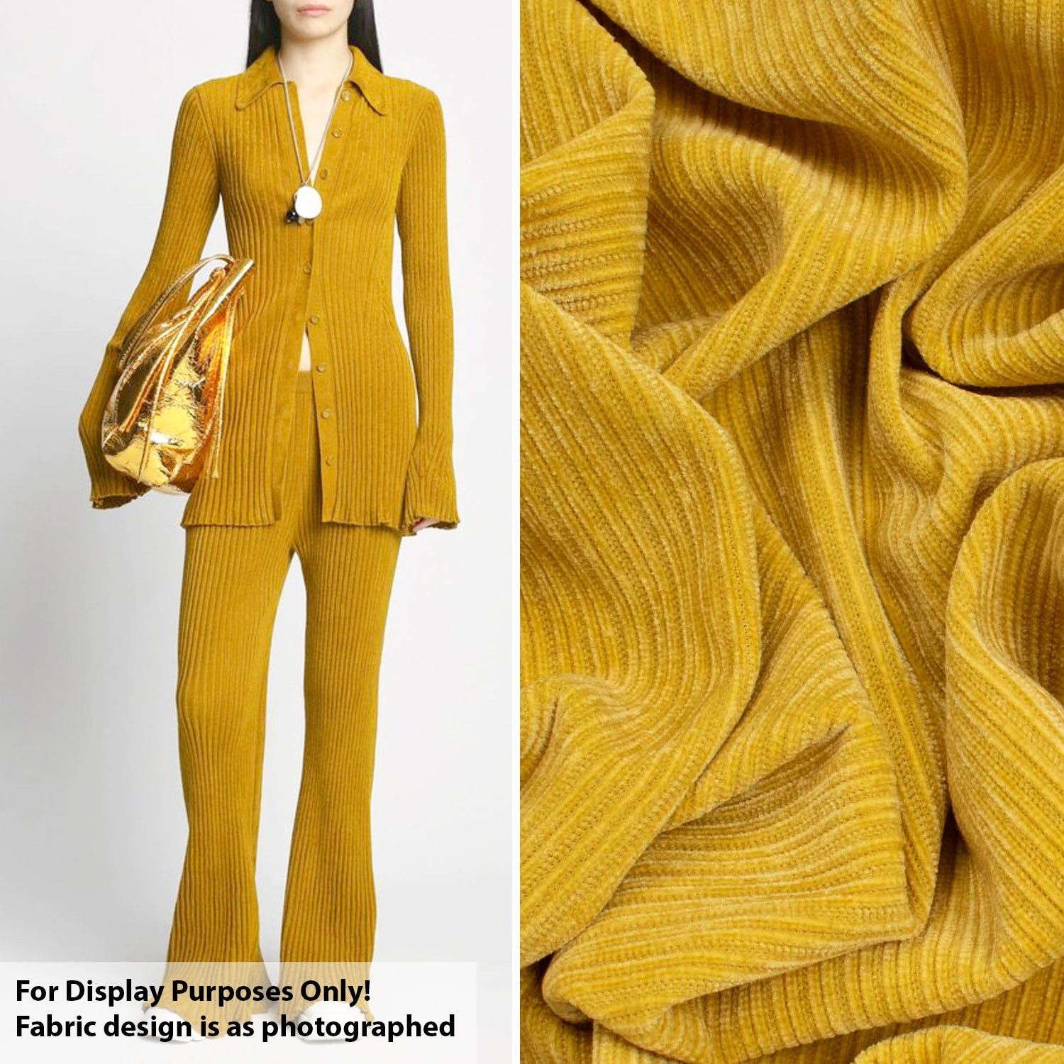 Ribbed Knit Velour Stretch Jersey