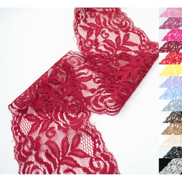 Rose & Leaves Stretch Lace Trim 8CM