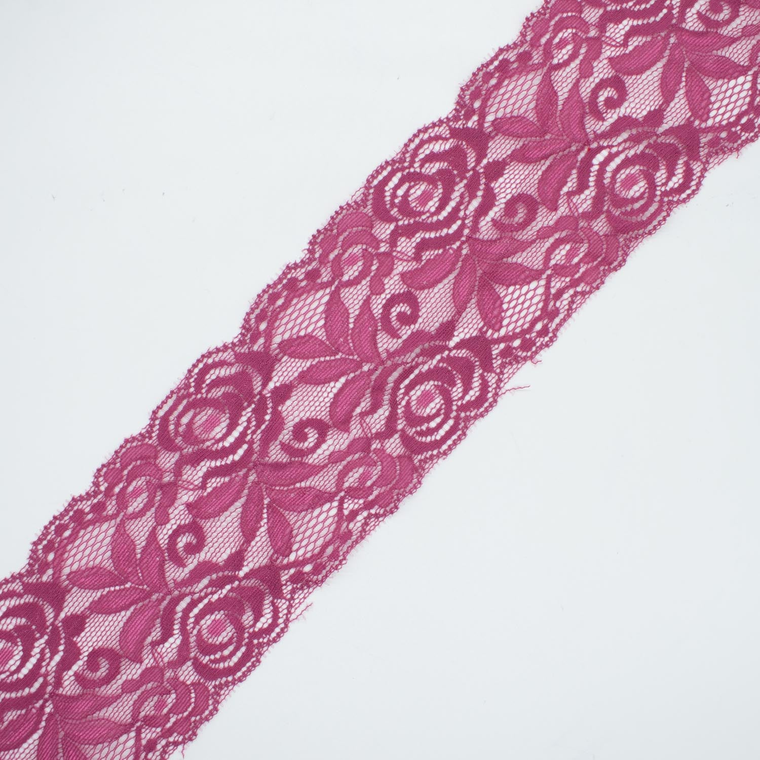 Rose & Leaves Stretch Lace Trim 8CM