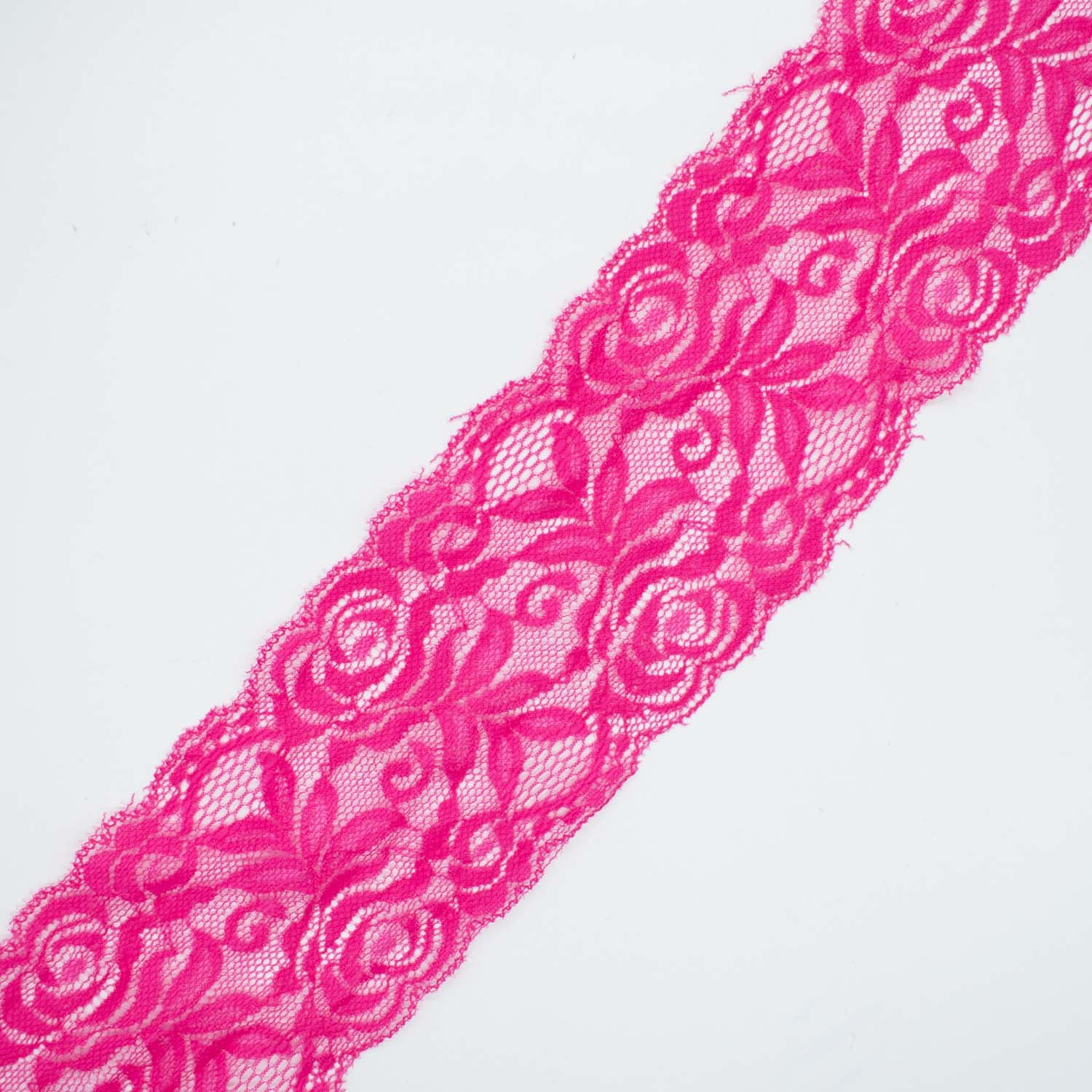 Rose & Leaves Stretch Lace Trim 8CM