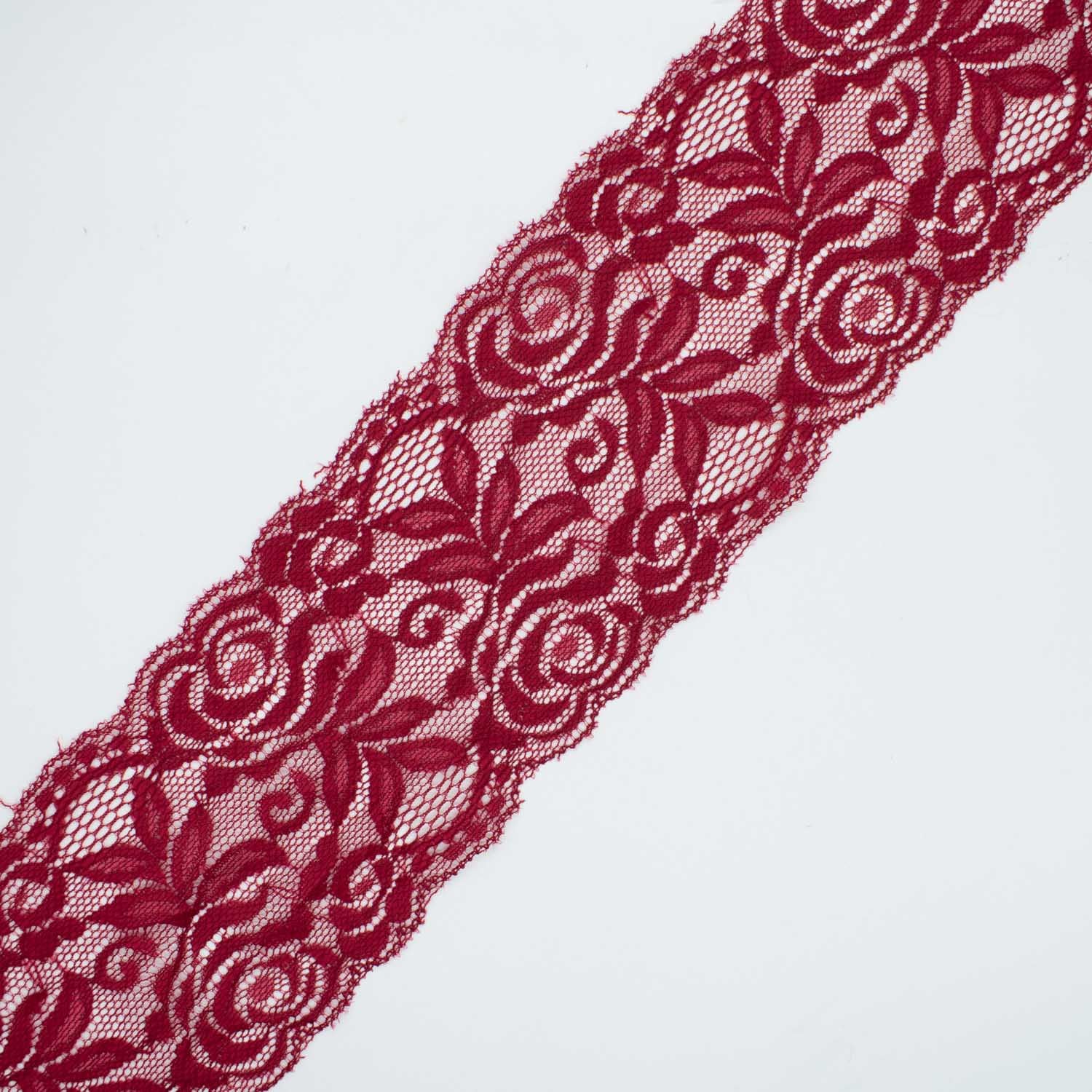 Rose & Leaves Stretch Lace Trim 8CM