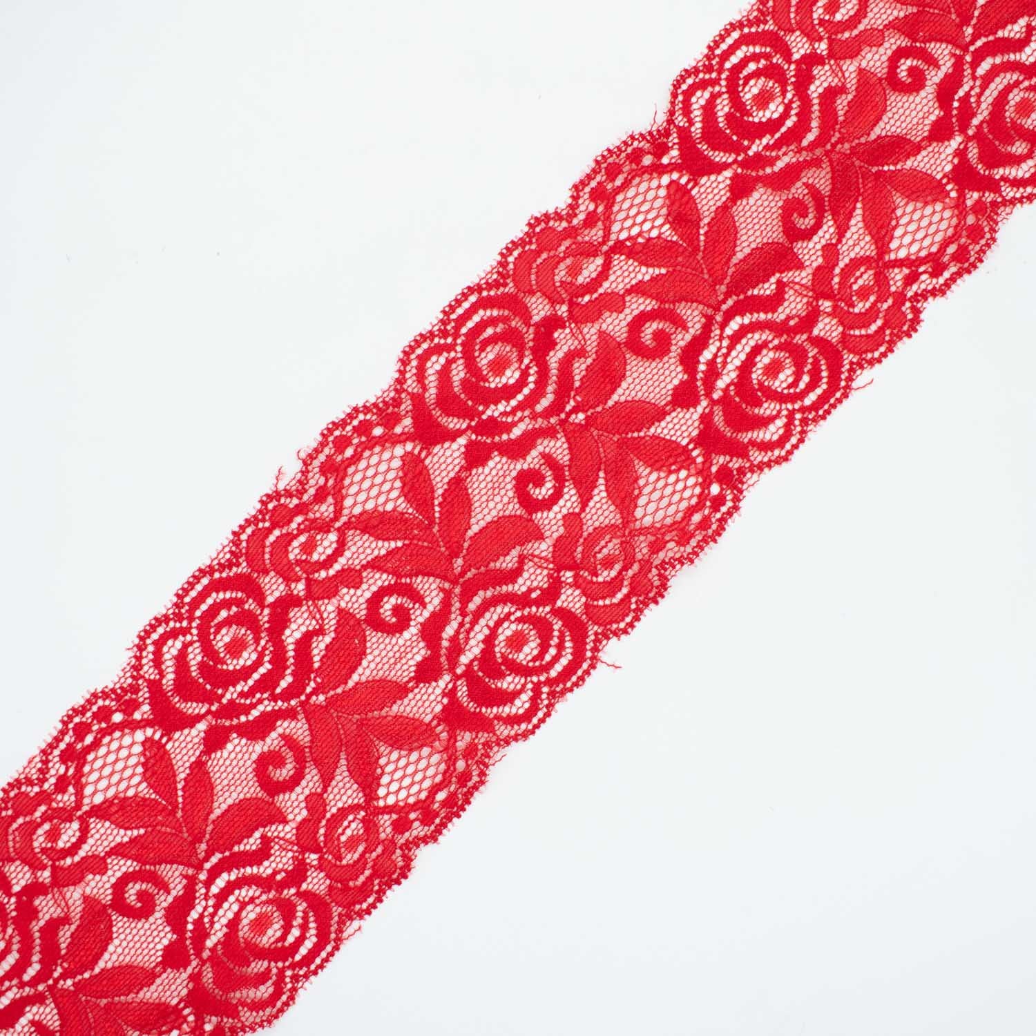 Rose & Leaves Stretch Lace Trim 8CM