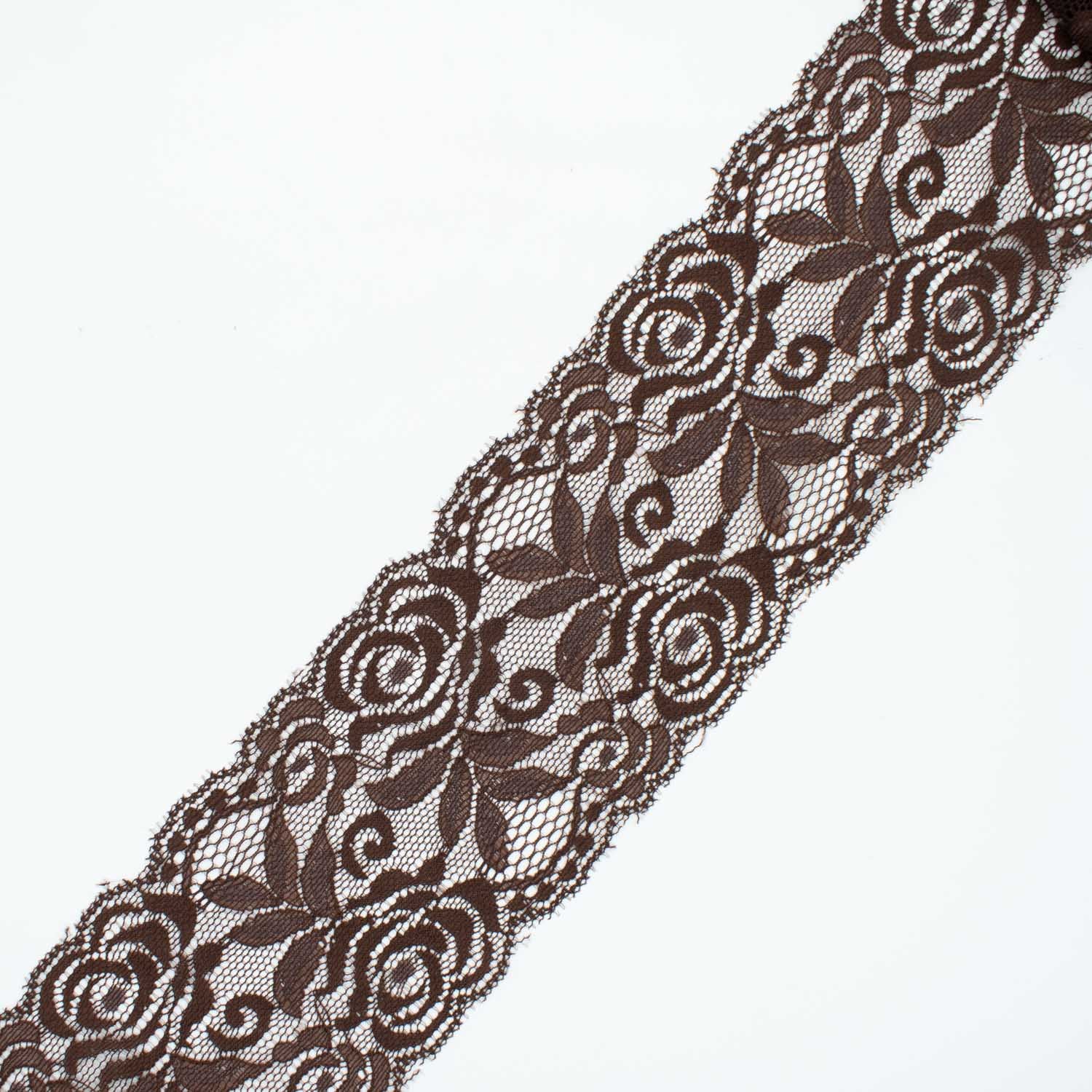 Rose & Leaves Stretch Lace Trim 8CM