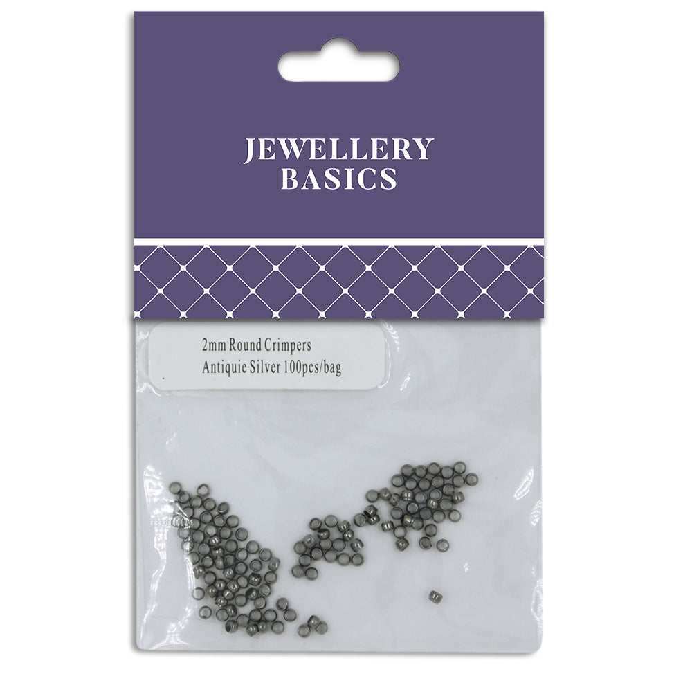 Round Crimpers 2mm Antique Silver 100Pcs