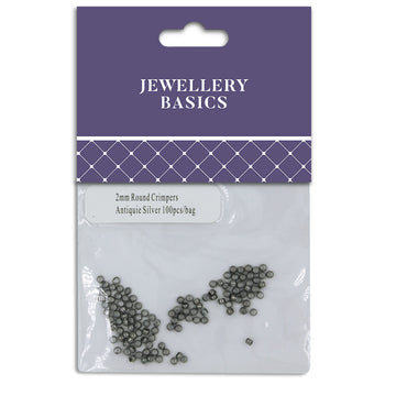Round Crimpers 2mm Antique Silver 100Pcs