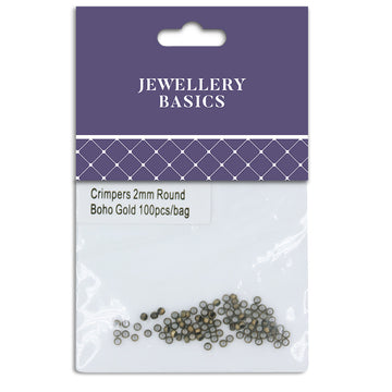 Round Crimpers 2mm Boho Gold 100Pcs