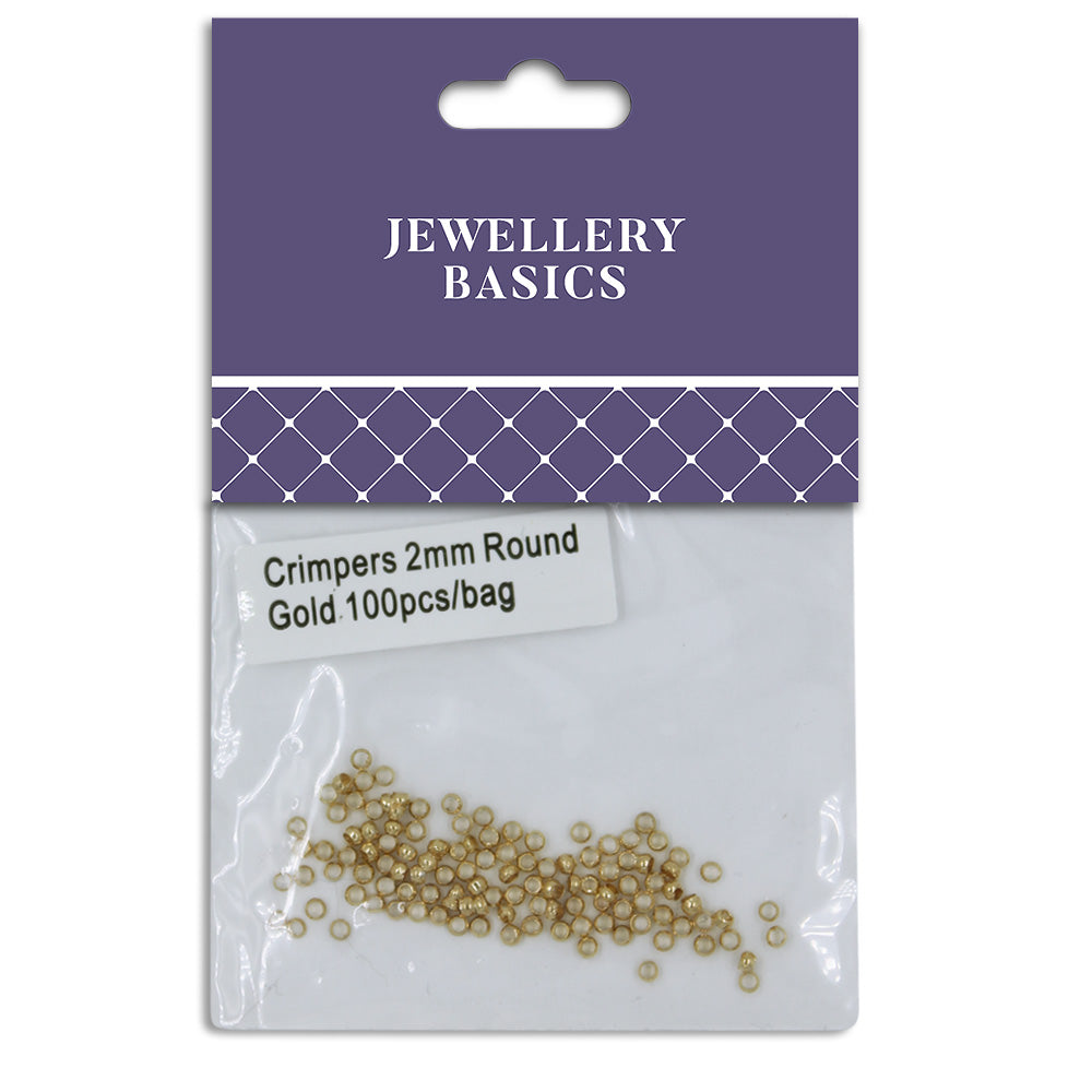 Round Crimpers 2mm Gold 100Pcs