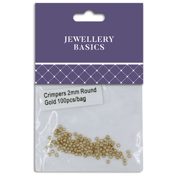 Round Crimpers 2mm Gold 100Pcs