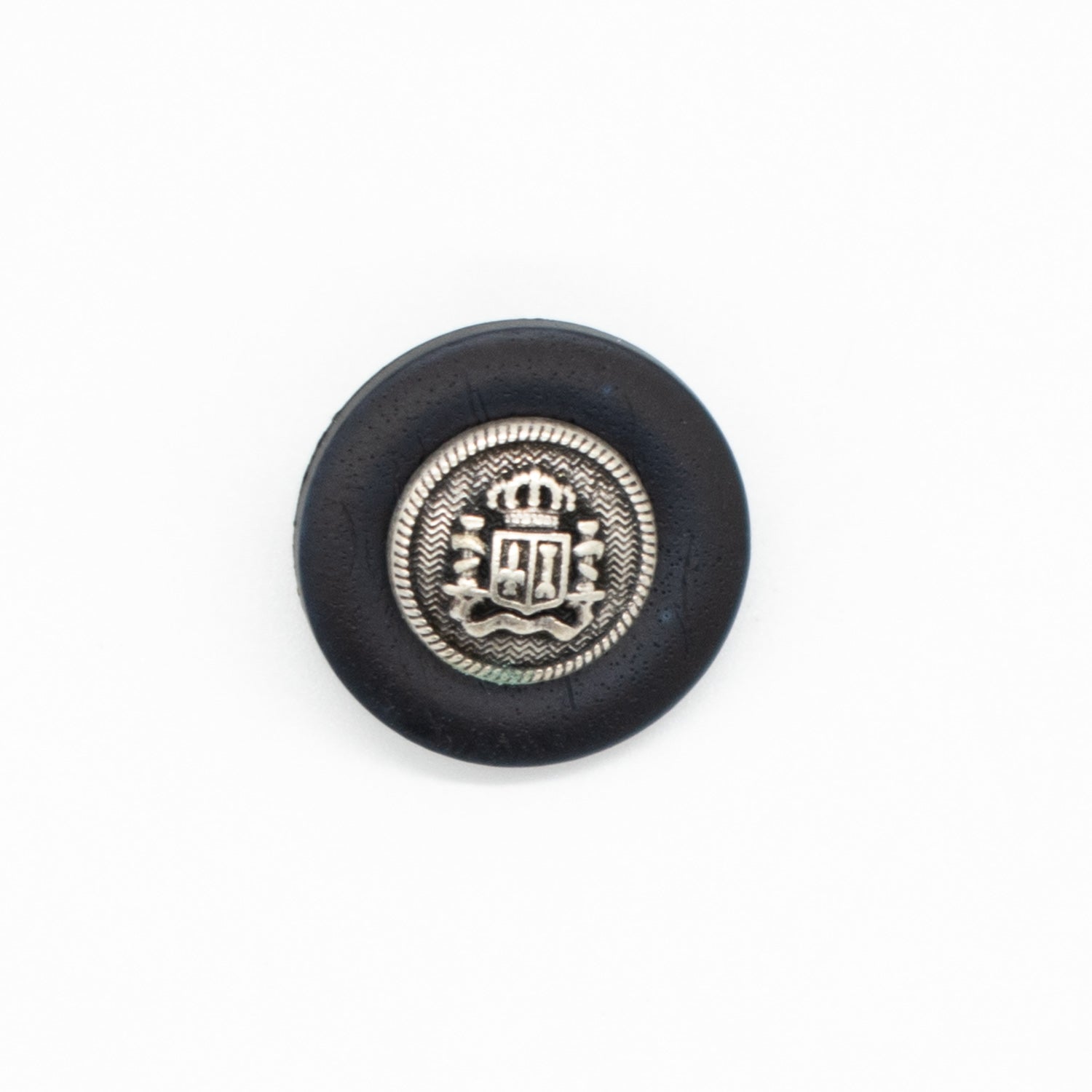Vintage Imitation Leather with Metal Crest Shank Button