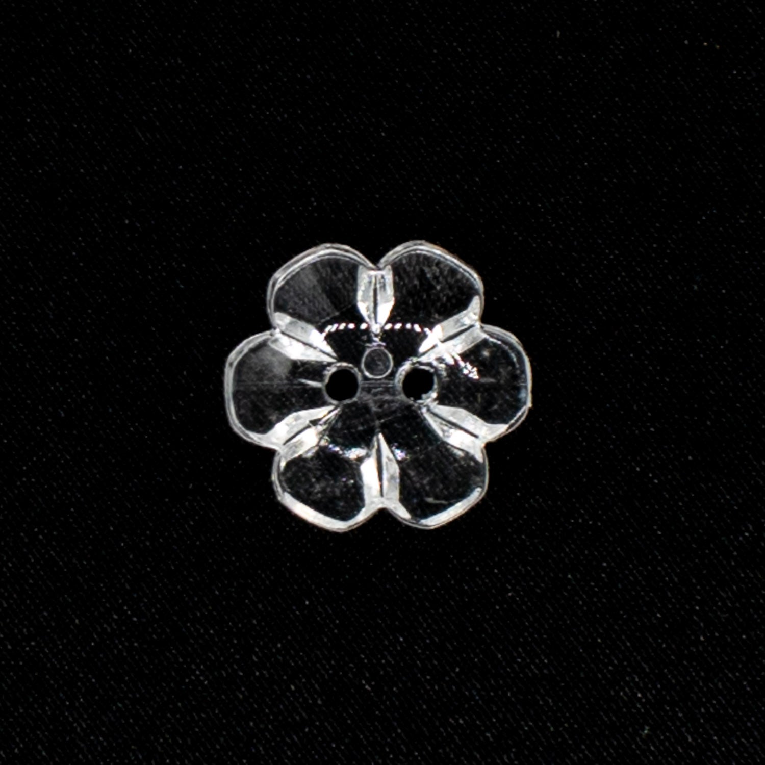 2 Hole Shiny Clear Button 15mm