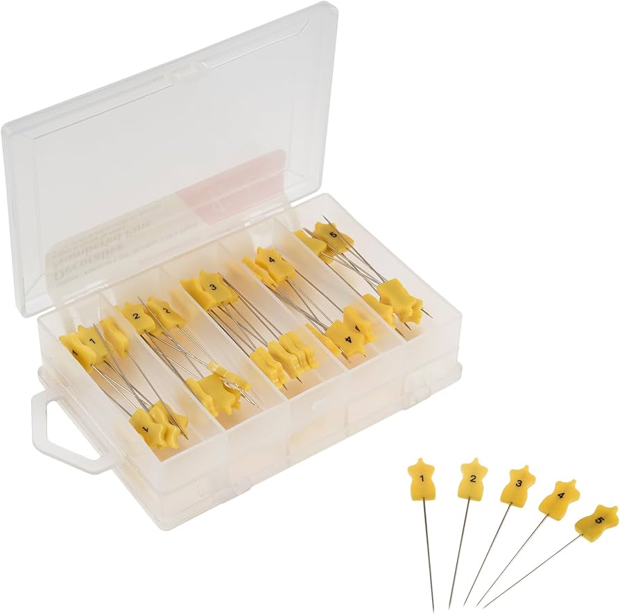 SEW EASY DECORATIVE PINS NUMBERED PINS 1-10 - Mannequin shaped pins Box of 100PCS (10 of Each)