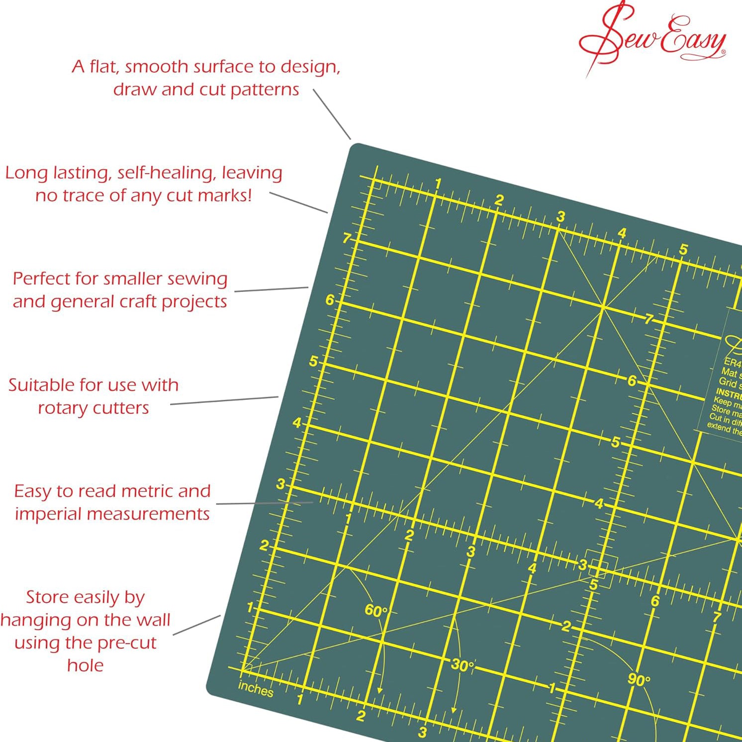 Sew Easy – Double Sided Cutting Mat – Mat Size: 304 x 228mm