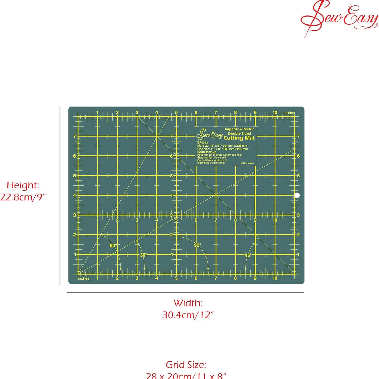 Sew Easy – Double Sided Cutting Mat – Mat Size: 304 x 228mm