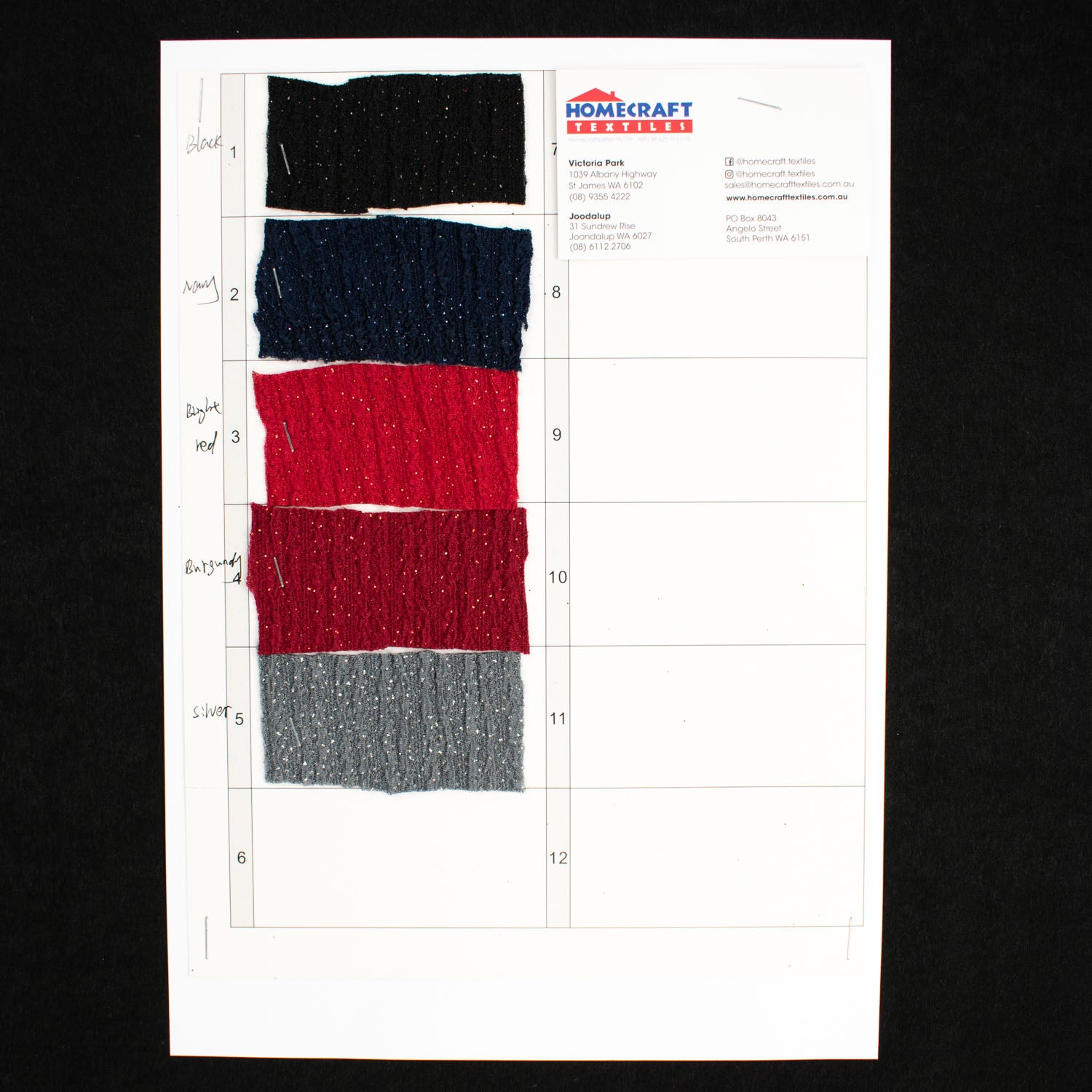 Glitter Crepe Sample Book