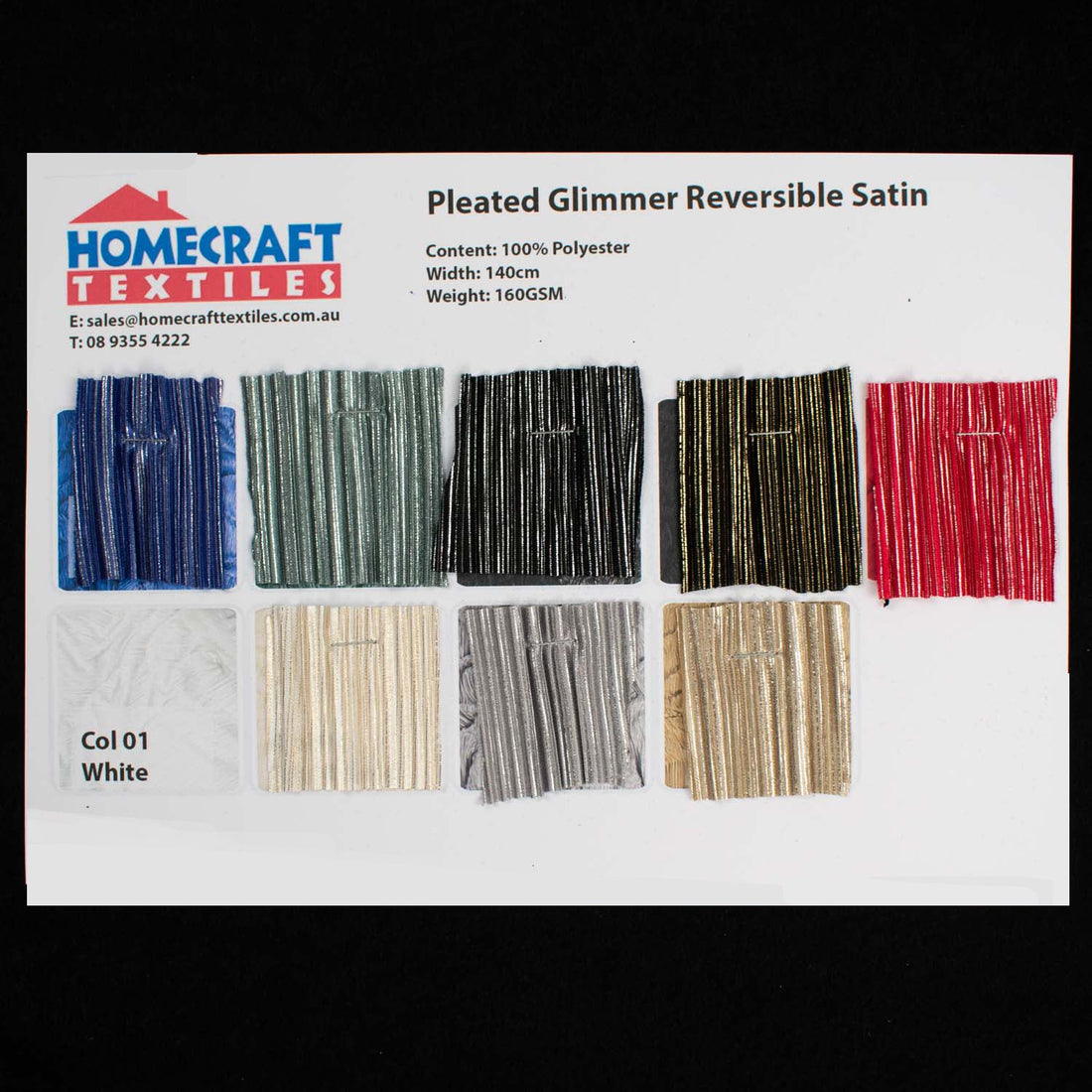 Pleated Glimmer Reversible Satin Sample Book