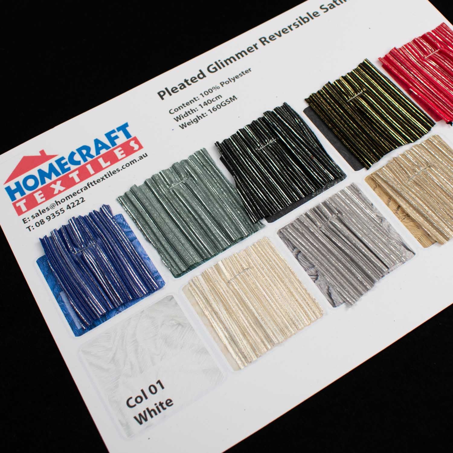 Pleated Glimmer Reversible Satin Sample Book