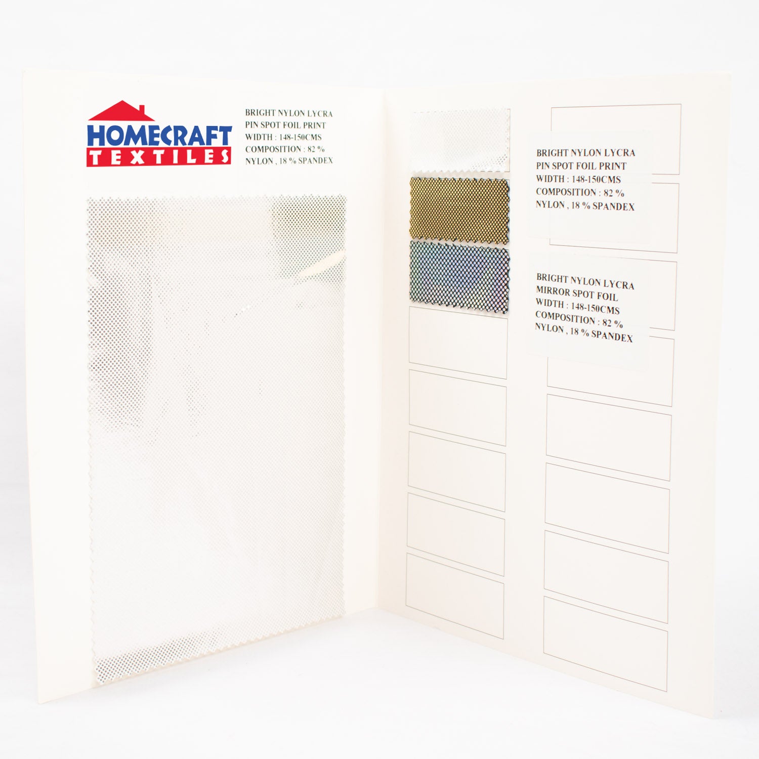 Pinspot & Mirror Foil Nylon Lycra Sample Book