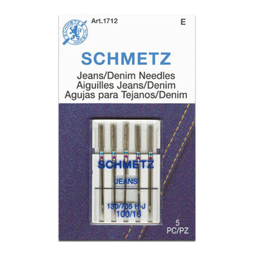 Schmetz Sewing Machine Needles Jeans 100/16 - 5 Per Cassette