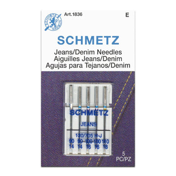 Schmetz Sewing Machine Needles Jeans Mix 90/100/110 - 5 Per Cassette