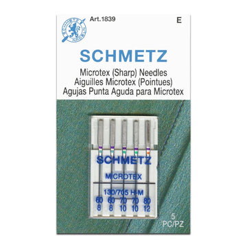 Schmetz Sewing Machine Needles Microtex (Sharp) Mix 60/70/80 - 5 Per Cassette
