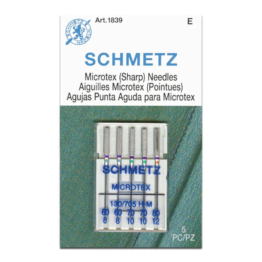 Schmetz Sewing Machine Needles Microtex (Sharp) Mix 60/70/80 - 5 Per Cassette