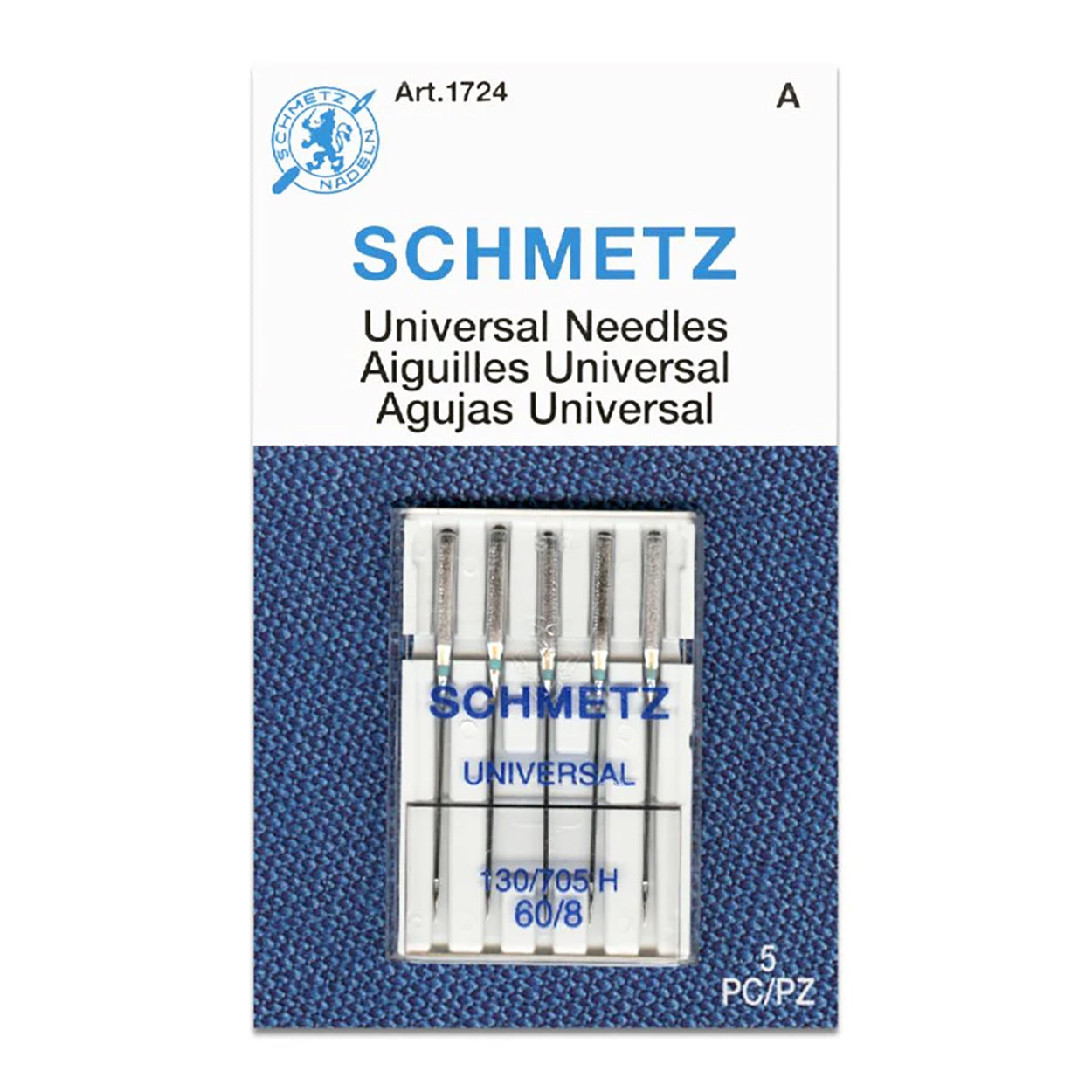 Schmetz Sewing Machine Needles Universal Size 60/8 - 5 Per Cassette