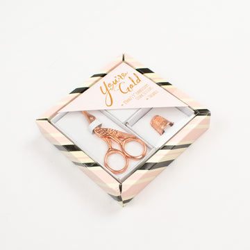 You're Gold Rose Gold Embroidery Scissors & Thimble Gift Set