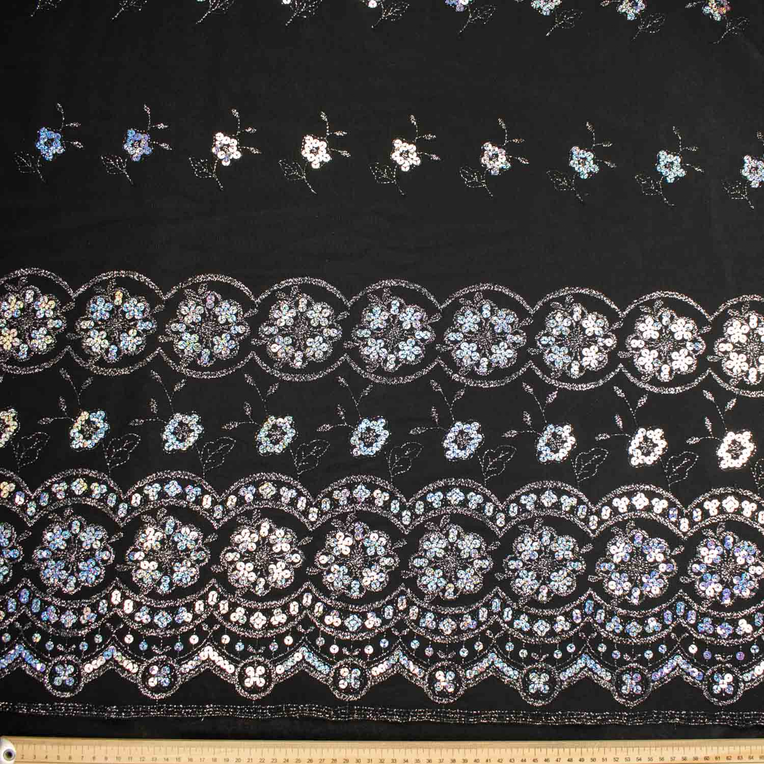 Light Sequin Tulle Lace Black Design-3