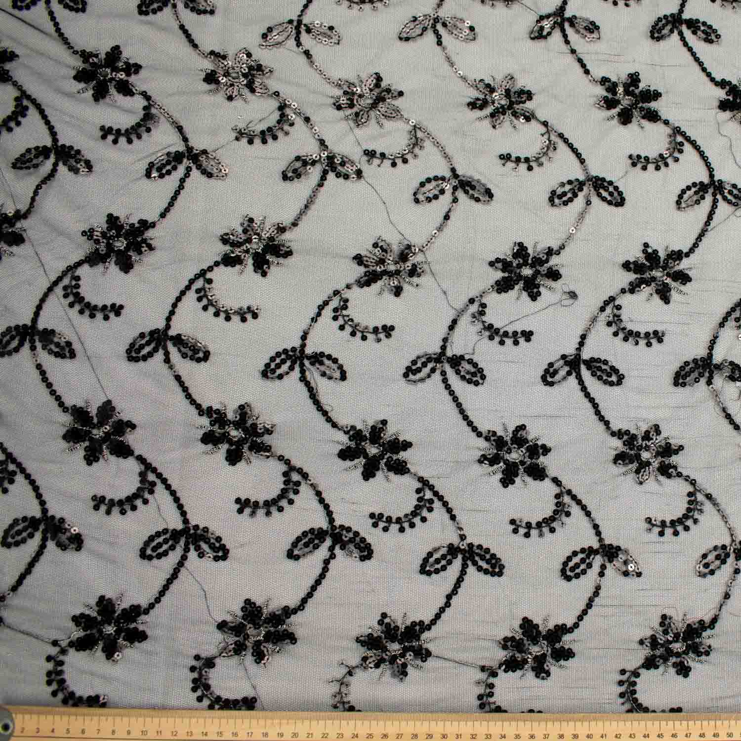 Light Sequin Tulle Lace Black Design-4