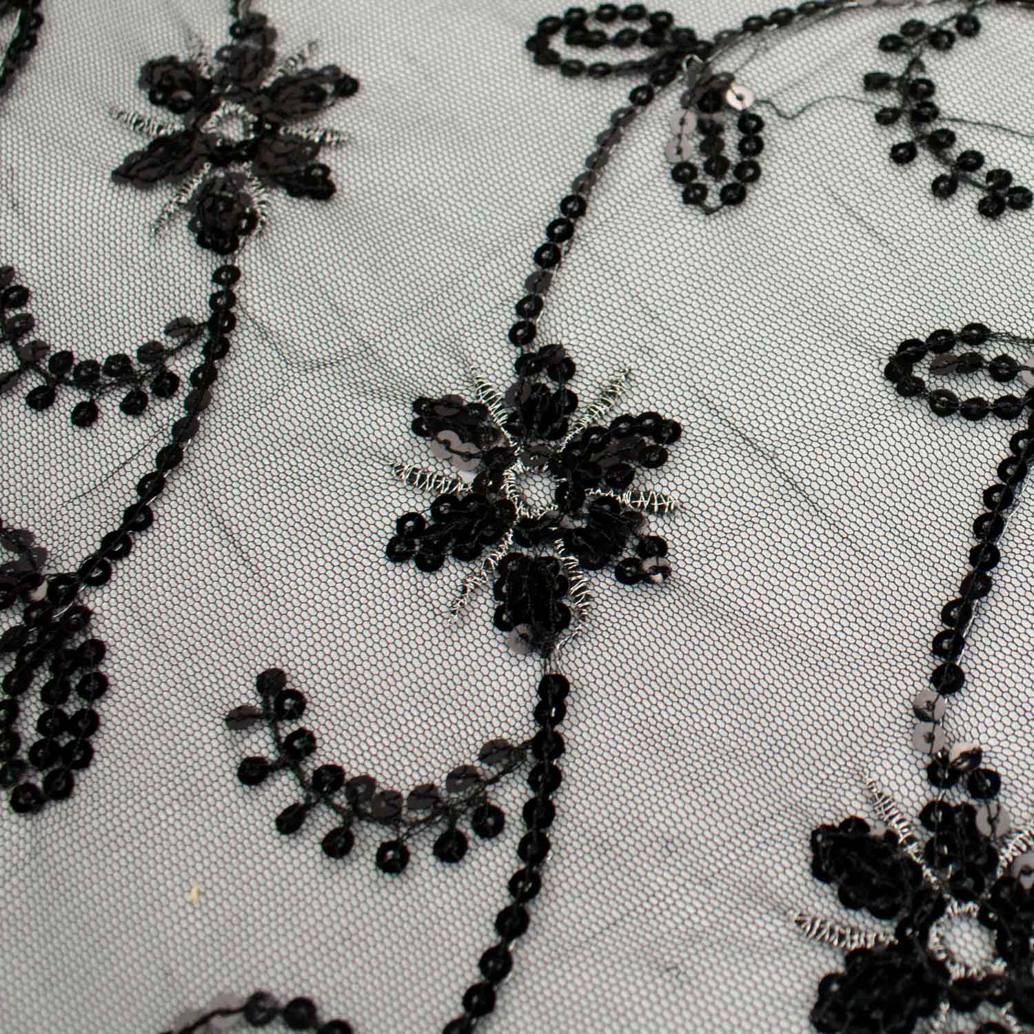 Light Sequin Tulle Lace Black Design-4