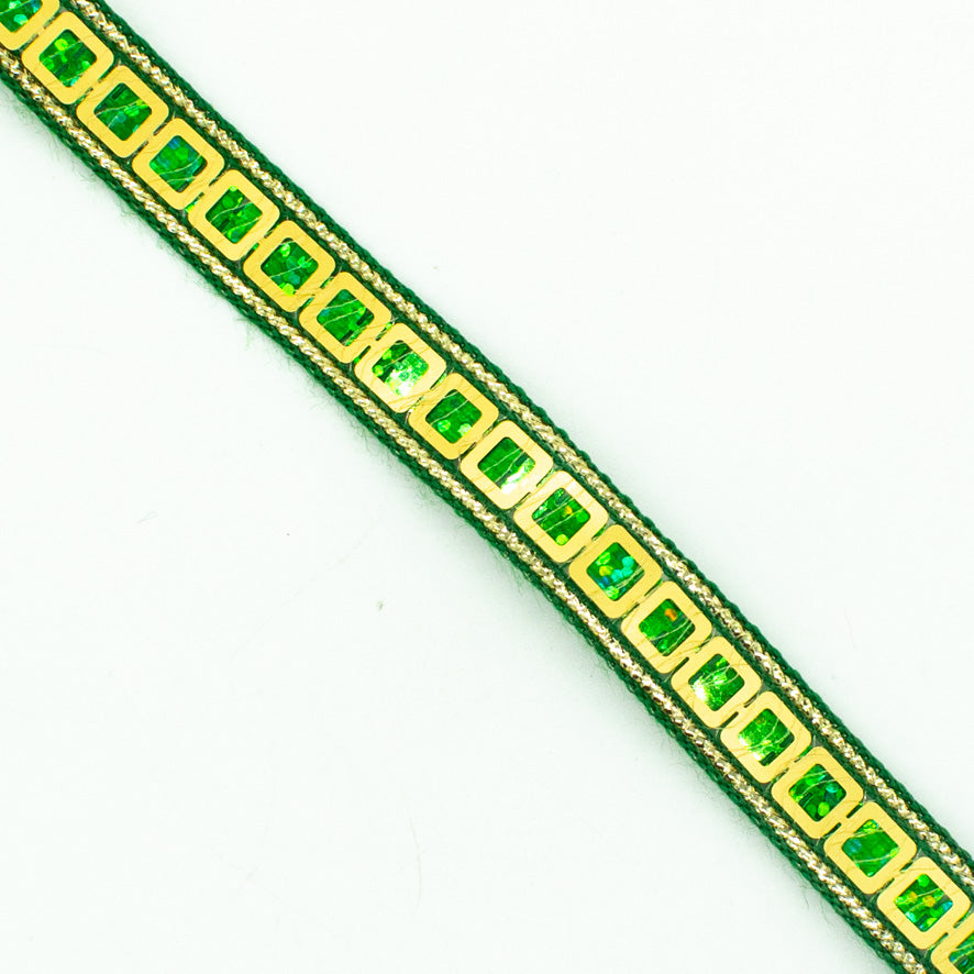 Multicolor Single Square Sequins Trim Embroidered Ribbon