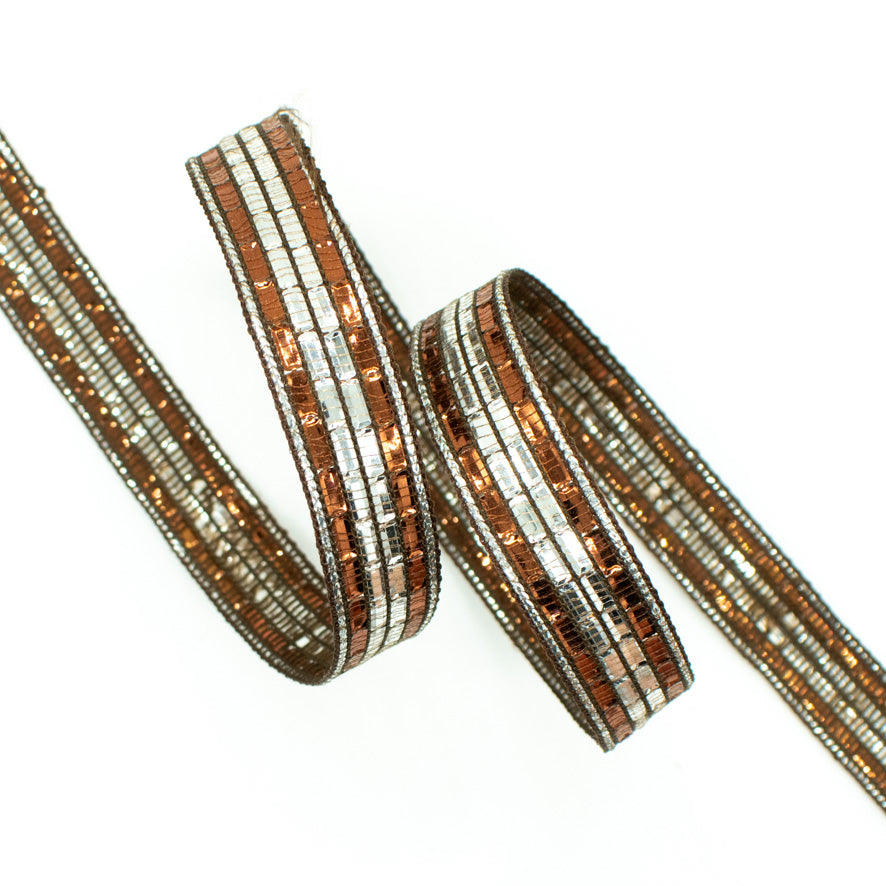 Two Tone Sequin Embroidered Ribbon-17mm