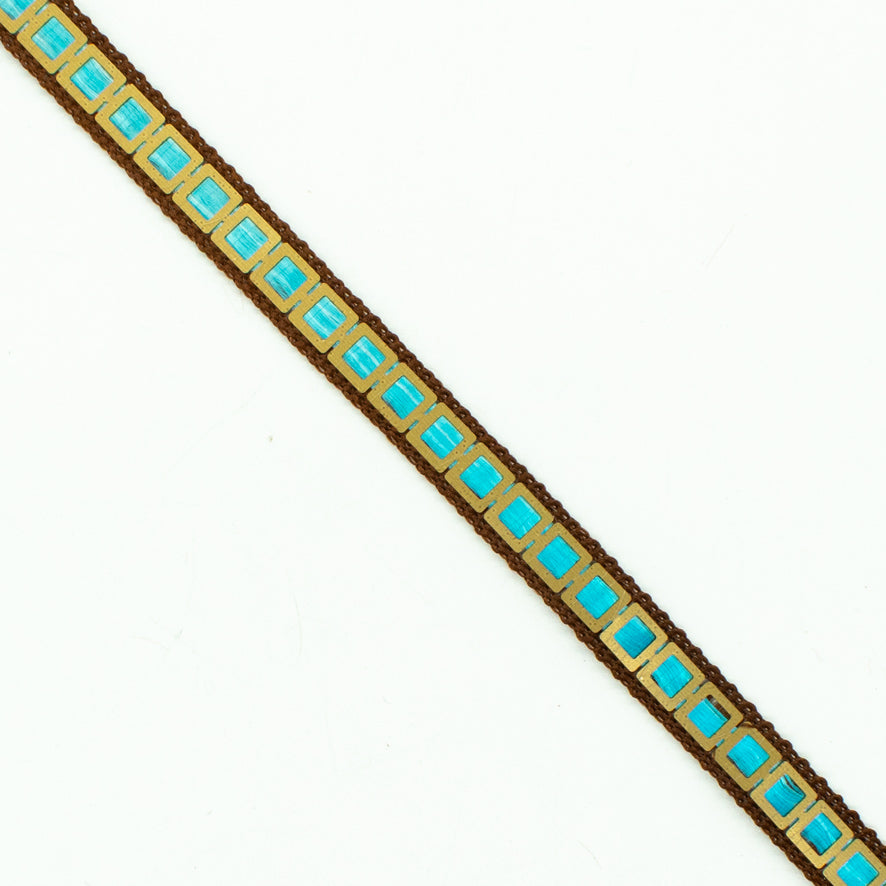 Multicolor Single Square Sequins Trim Embroidered Ribbon