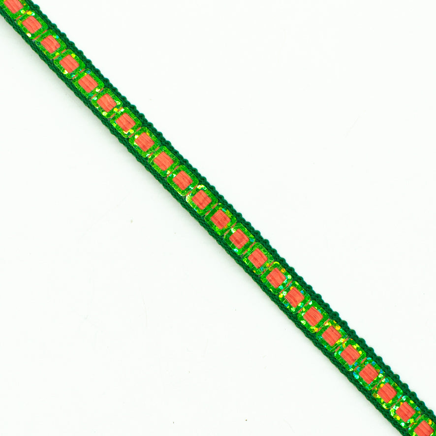 Multicolor Single Square Sequins Trim Embroidered Ribbon