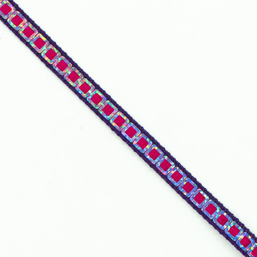 Multicolor Single Square Sequins Trim Embroidered Ribbon
