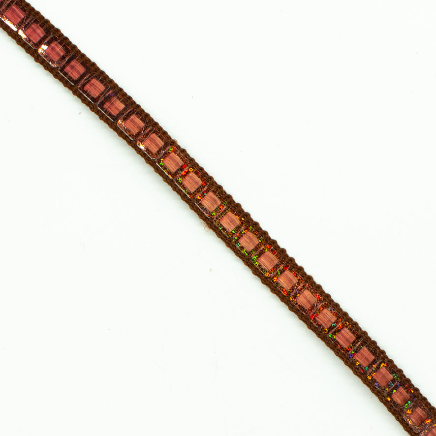 Multicolor Single Square Sequins Trim Embroidered Ribbon
