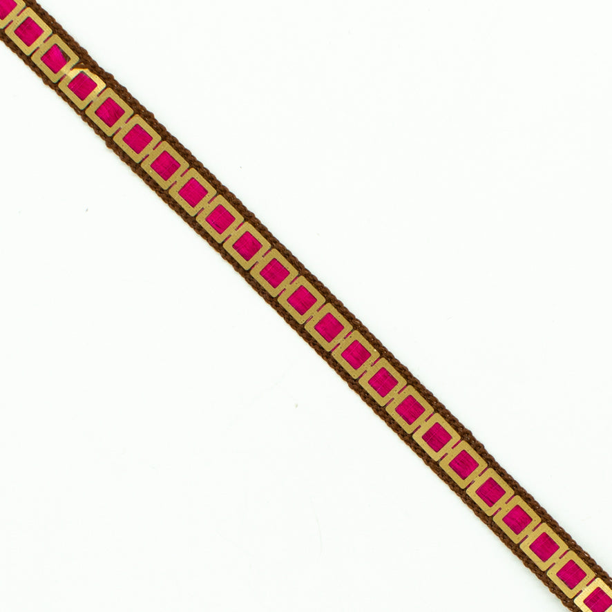 Multicolor Single Square Sequins Trim Embroidered Ribbon