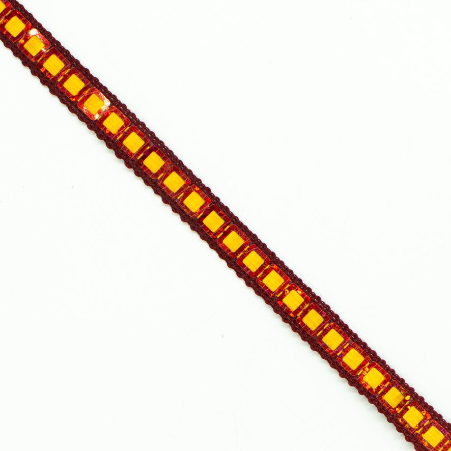 Multicolor Single Square Sequins Trim Embroidered Ribbon