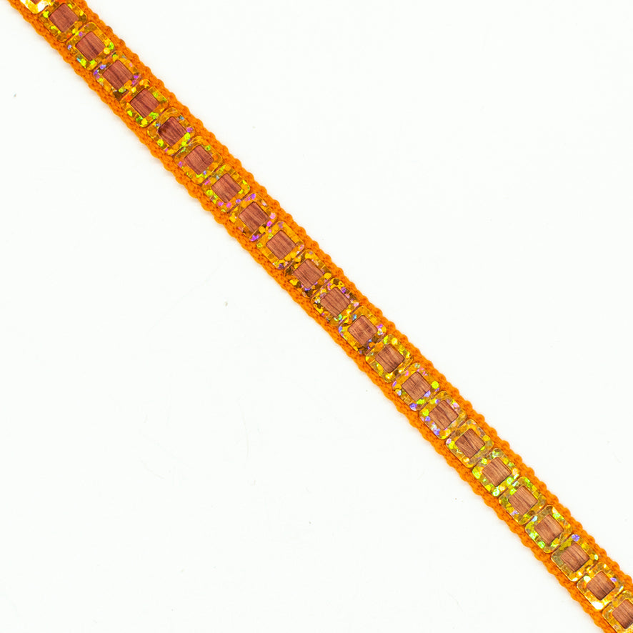 Multicolor Single Square Sequins Trim Embroidered Ribbon