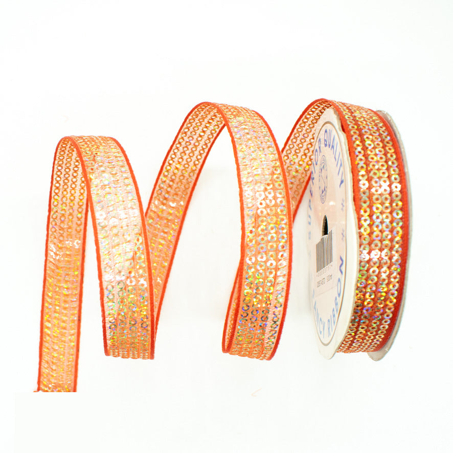 Sequins Embroidered Organza Ribbon-20mm