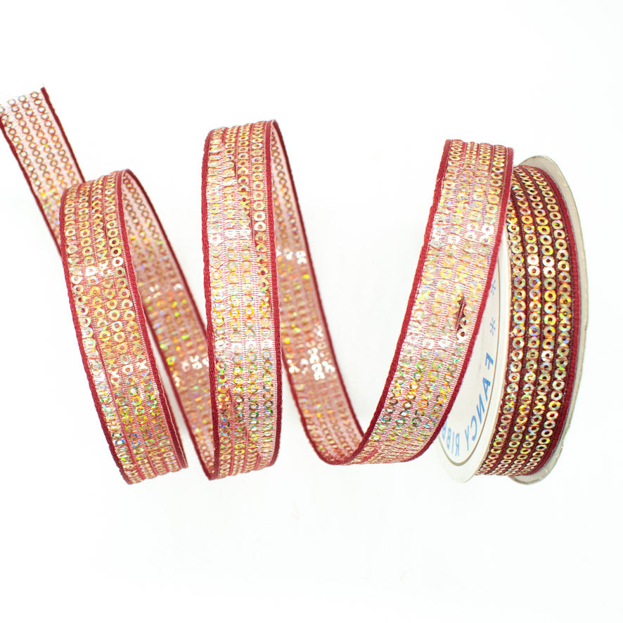 Sequins Embroidered Organza Ribbon-20mm