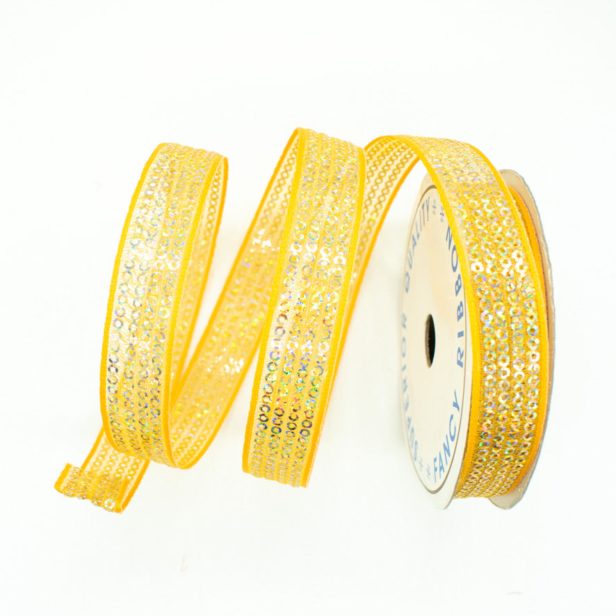 Sequins Embroidered Organza Ribbon-20mm