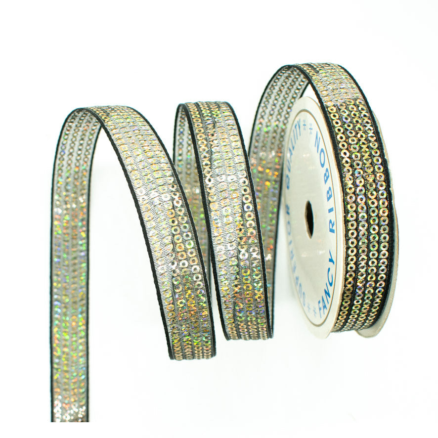 Sequins Embroidered Organza Ribbon-20mm