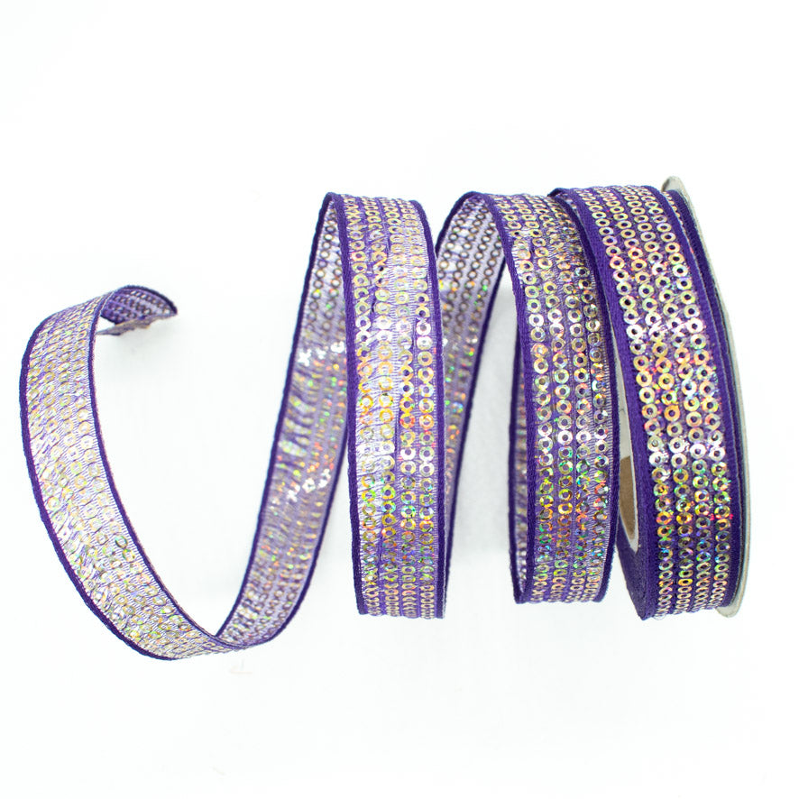 Sequins Embroidered Organza Ribbon-20mm