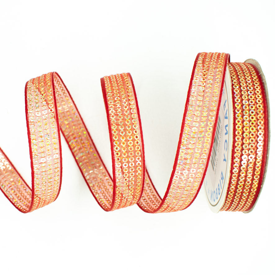 Sequins Embroidered Organza Ribbon-20mm